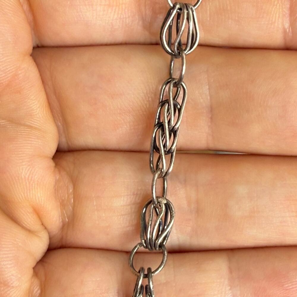 Vintage Sterling Silver 925 Fancy Open Link Bracelet 7.5” 6.4g - Picture 2 of 9